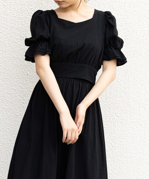 OLIVE des OLIVE（オリーブデオリーブ）の「ダブルフロントセットアップ（ワンピース・レディース・オフホワイト/ブラック/ラベンダー・FREE）」の2枚目の写真