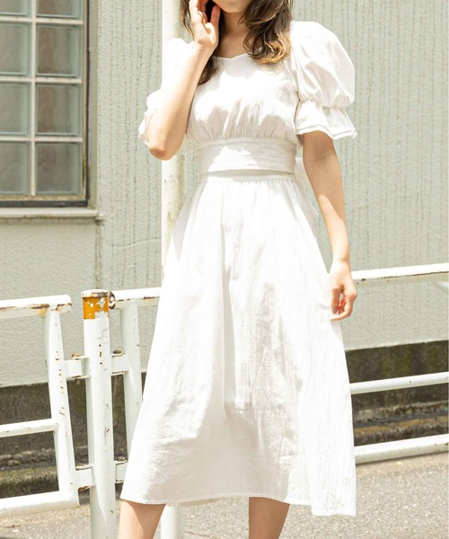 OLIVE des OLIVE（オリーブデオリーブ）の「ダブルフロントセットアップ（ワンピース・レディース・オフホワイト/ブラック/ラベンダー・FREE）」の4枚目の写真