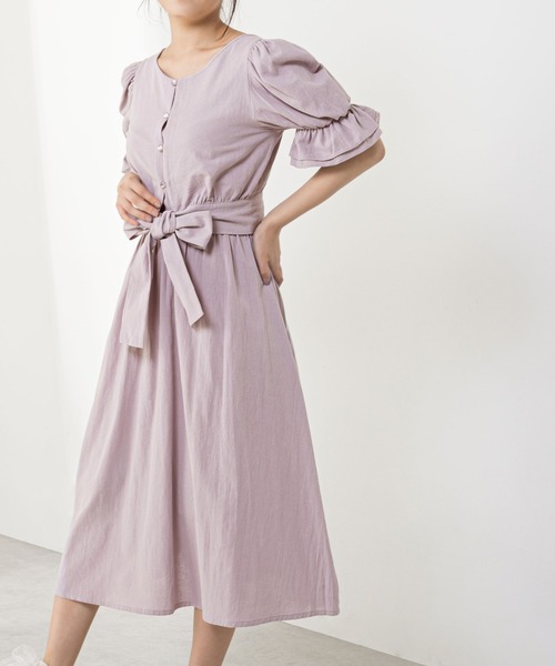 OLIVE des OLIVE（オリーブデオリーブ）の「ダブルフロントセットアップ（ワンピース・レディース・オフホワイト/ブラック/ラベンダー・FREE）」の11枚目の写真