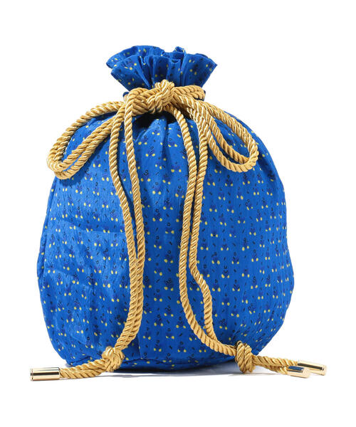 SOULEIADO（ソレイアード）の「SOULEIADO レーヨンプリント 巾着バッグ（トートバッグ・レディース・ブラック系その他/ブルー系その他3・FREE）」の2枚目の写真