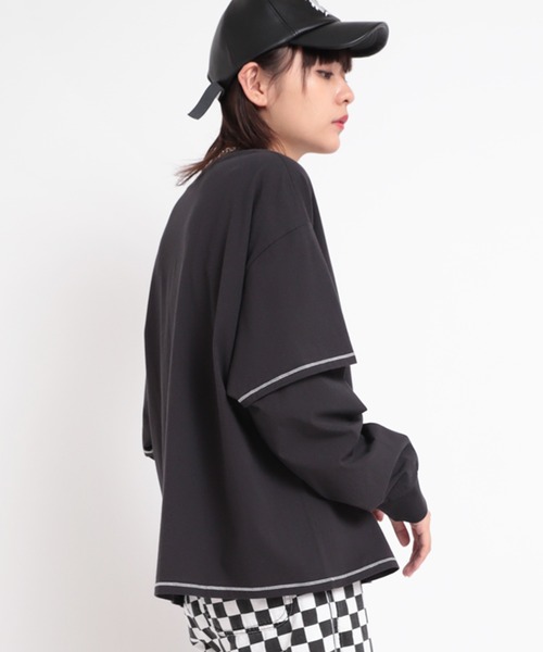 RNA（アールエヌエー）の「M1738 ブロードコンビBIG-Tシャツ（Tシャツ/カットソー・レディース・スミクロ/レッド/ブルー・MEDIUM）」の13枚目の写真