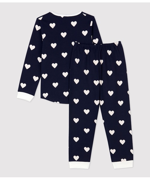 PETIT BATEAU（プチバトー）の「裏起毛ハートプリント長袖パジャマ
