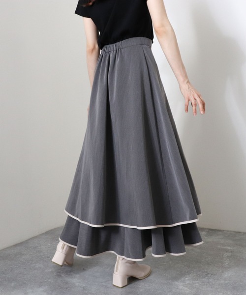 archives（アルシーヴ）の「パイピングティアードスカート（スカート・レディース・アイボリー/グレー/モカ・MEDIUM）」の3枚目の写真