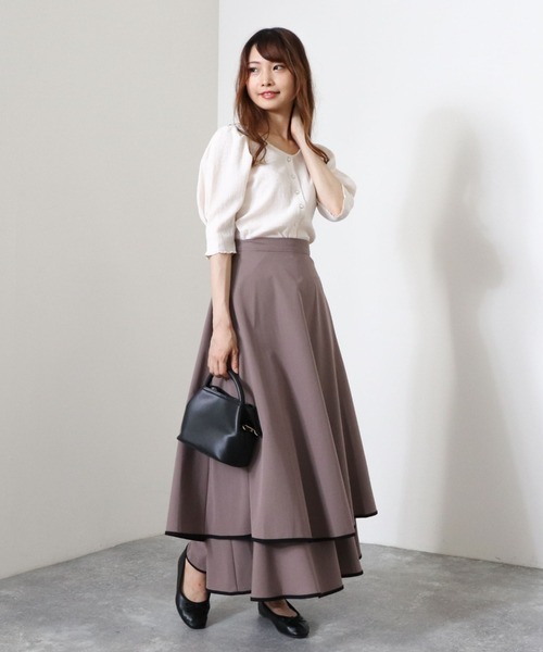 archives（アルシーヴ）の「パイピングティアードスカート（スカート・レディース・アイボリー/グレー/モカ・MEDIUM）」の16枚目の写真