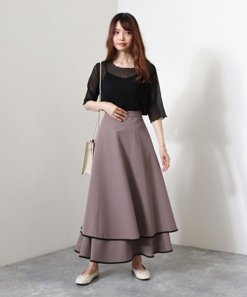 archives（アルシーヴ）の「パイピングティアードスカート（スカート・レディース・アイボリー/グレー/モカ・MEDIUM）」の20枚目の写真