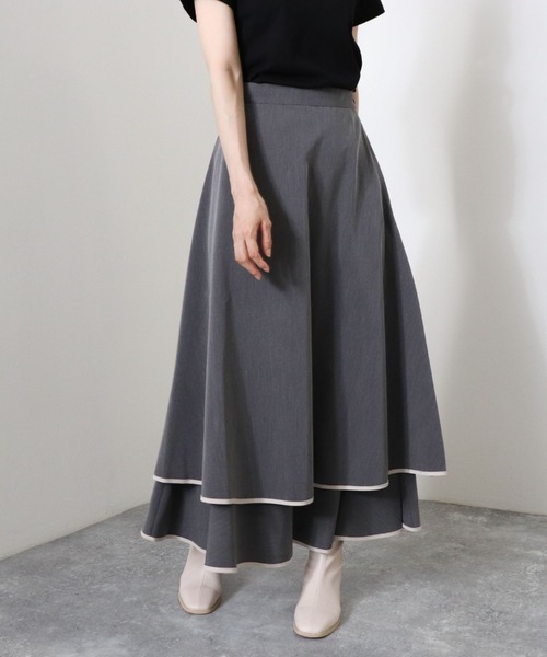 archives（アルシーヴ）の「パイピングティアードスカート（スカート・レディース・アイボリー/グレー/モカ・MEDIUM）」の18枚目の写真