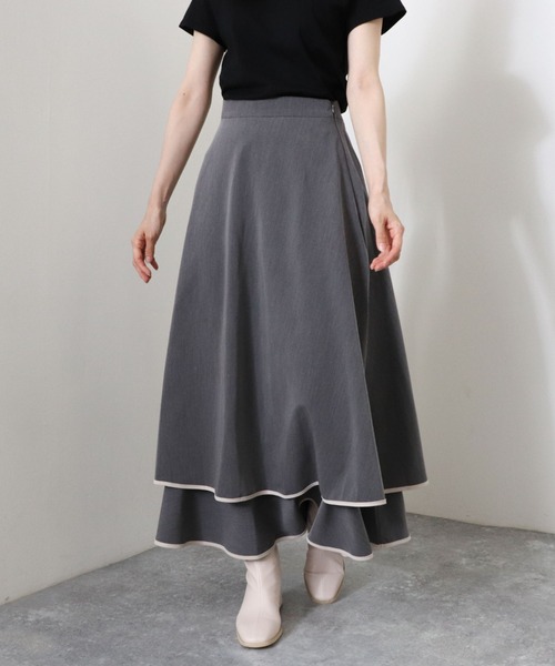 archives（アルシーヴ）の「パイピングティアードスカート（スカート・レディース・アイボリー/グレー/モカ・MEDIUM）」の12枚目の写真