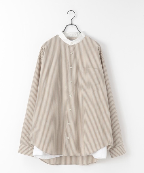 RAGEBLUE(レイジブルー)の「<WEB店舗限定>クレリックストライプビッグシャツ/203118(シャツ/ブラウス・メンズ・ライトブルー/ベージュ・MEDIUM/LARGE)」の1枚目の写真