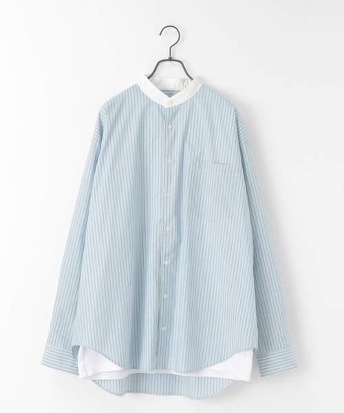 RAGEBLUE(レイジブルー)の「<WEB店舗限定>クレリックストライプビッグシャツ/203118(シャツ/ブラウス・メンズ・ライトブルー/ベージュ・MEDIUM/LARGE)」の2枚目の写真