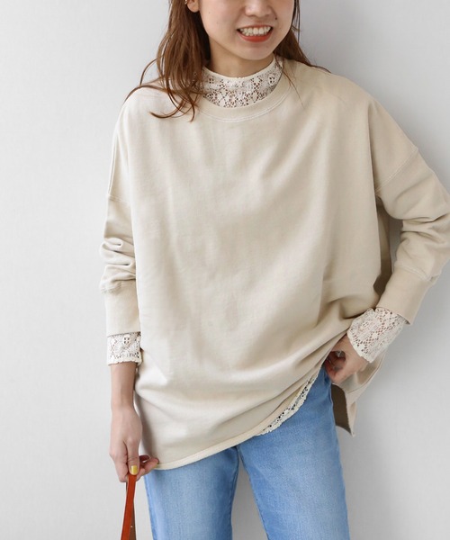 JOURNAL STANDARD relume(ジャーナルスタンダード レリューム)の「オーバーサイズロングスウェット◆(Tシャツ/カットソー・レディース・ブルー/ピンク/ナチュラル/ベージュ・FREE)」の3枚目の写真