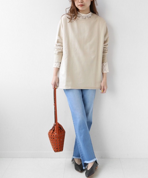 JOURNAL STANDARD relume(ジャーナルスタンダード レリューム)の「オーバーサイズロングスウェット◆(Tシャツ/カットソー・レディース・ブルー/ピンク/ナチュラル/ベージュ・FREE)」の10枚目の写真