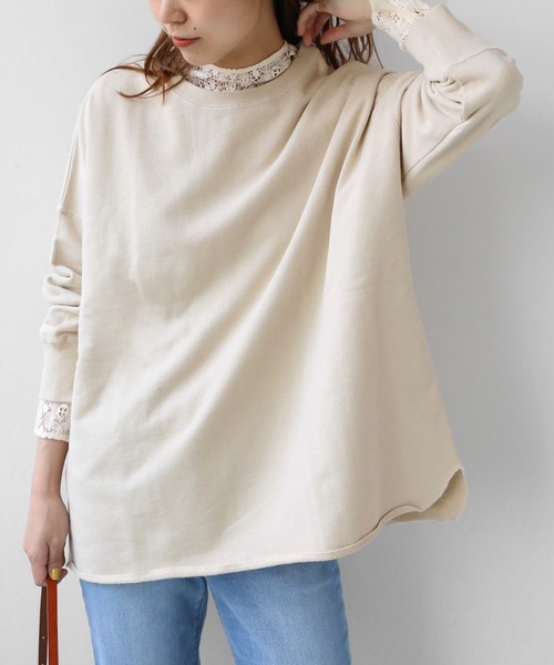 JOURNAL STANDARD relume(ジャーナルスタンダード レリューム)の「オーバーサイズロングスウェット◆(Tシャツ/カットソー・レディース・ブルー/ピンク/ナチュラル/ベージュ・FREE)」の5枚目の写真