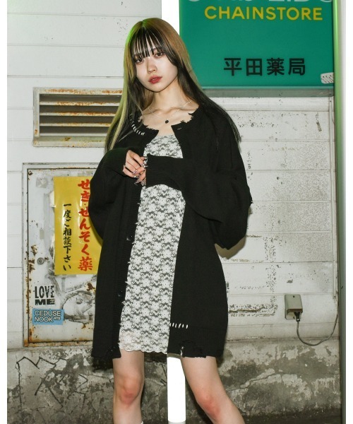 A‘gem 9（エージェムナイン）の「『A'GEM/9』3WAY ブラインドステッチ ニットカーディガン（カーディガン/ボレロ・メンズ・ホワイト/ブラック/ダークグリーン・FREE）」の4枚目の写真