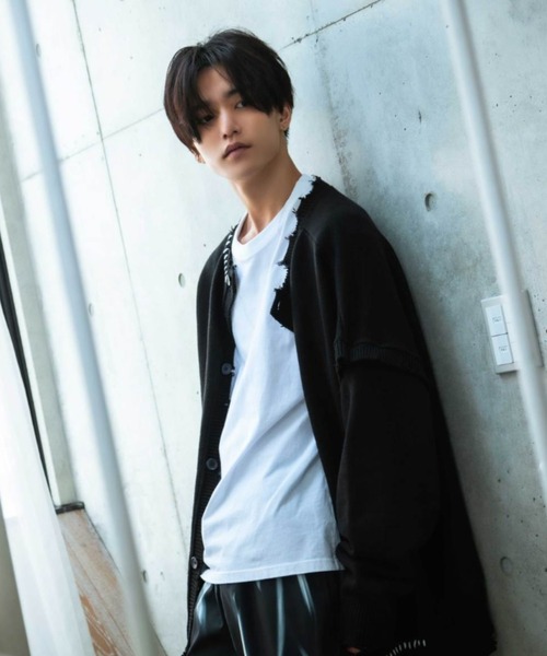 A‘gem 9（エージェムナイン）の「『A'GEM/9』3WAY ブラインドステッチ ニットカーディガン（カーディガン/ボレロ・メンズ・ホワイト/ブラック/ダークグリーン・FREE）」の9枚目の写真