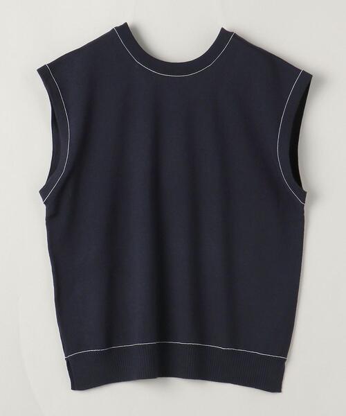 ASTRAET（アストラット）の「＜ASTRAET（アストラット）＞14G ライン ニットベスト（ベスト・レディース・オフホワイト/ネイビー・FREE）」の3枚目の写真