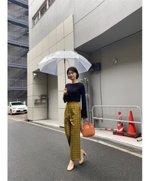 チェックストレートパンツ