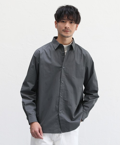 LIL VENDARS(リルヴェンダース)の「セミワイドブロードレギュラーカラー長袖シャツ(シャツ/ブラウス・メンズ・ホワイト/グレー/サックスブルー/ストライプ/チャコール/カーキ系・S/M/L/XL)」の5枚目の写真