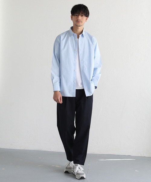 LIL VENDARS(リルヴェンダース)の「セミワイドブロードレギュラーカラー長袖シャツ(シャツ/ブラウス・メンズ・ホワイト/グレー/サックスブルー/ストライプ/チャコール/カーキ系・S/M/L/XL)」の17枚目の写真