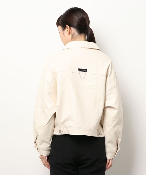 aimoha（アイモハ）の「フェイクレザージャケット（ライダースジャケット・レディース・ブラック/ベージュ・FREE）」の3枚目の写真