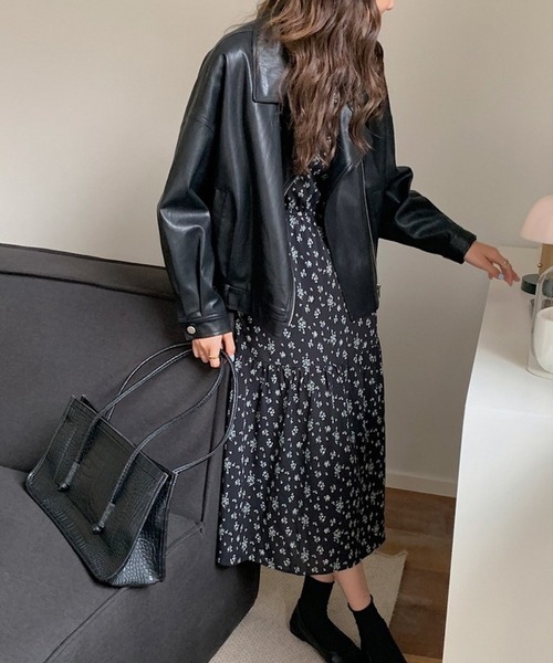 aimoha（アイモハ）の「フェイクレザージャケット（ライダースジャケット・レディース・ブラック/ベージュ・FREE）」の15枚目の写真