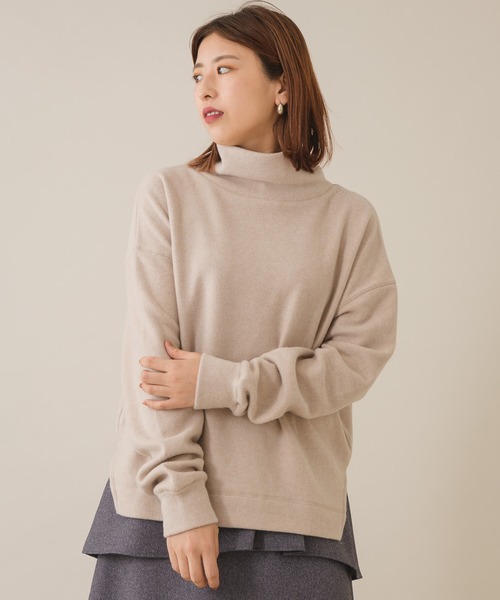 margaux(マルゴー)の「【KATHARINE ROSS】margaux フリースモックネックプルオーバー(ニット/セーター・レディース・チャコールグレー/ベージュ・MEDIUM)」の2枚目の写真