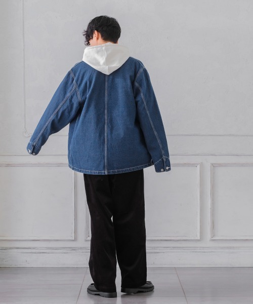SIDEWAY STANCE（サイドウェイスタンス）の「【SIDEWAY STANCE】デニム カバーオール ジャケット（カバーオール・メンズ・ストライプ/ネイビー・MEDIUM/LARGE）」の9枚目の写真
