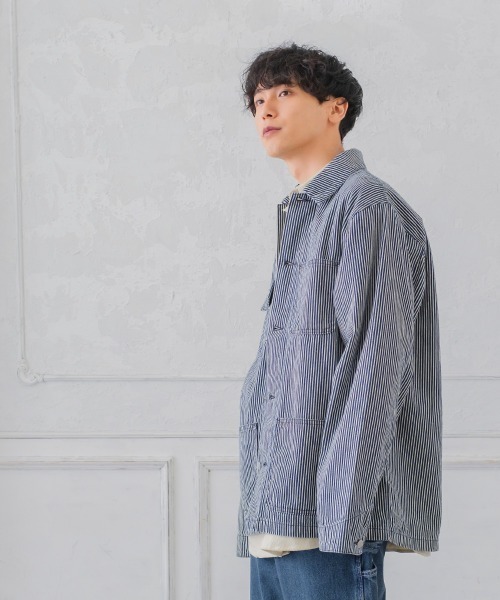 SIDEWAY STANCE（サイドウェイスタンス）の「【SIDEWAY STANCE】デニム カバーオール ジャケット（カバーオール・メンズ・ストライプ/ネイビー・MEDIUM/LARGE）」の12枚目の写真