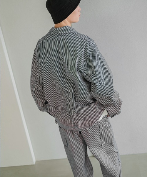 SIDEWAY STANCE（サイドウェイスタンス）の「【SIDEWAY STANCE】デニム カバーオール ジャケット（カバーオール・メンズ・ストライプ/ネイビー・MEDIUM/LARGE）」の14枚目の写真