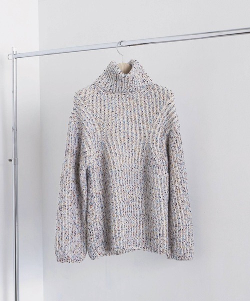 EFOLE(エフォル)の「カラーネップ タートル プルオーバー ニット(ニット/セーター・レディース・オフホワイト/ピンク・FREE)」の8枚目の写真