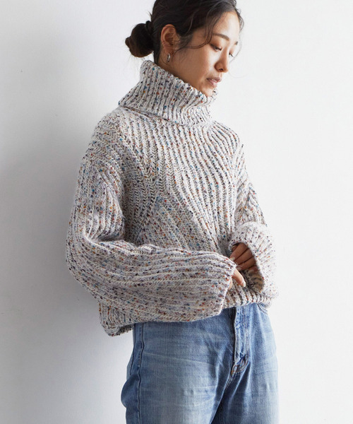 EFOLE(エフォル)の「カラーネップ タートル プルオーバー ニット(ニット/セーター・レディース・オフホワイト/ピンク・FREE)」の9枚目の写真