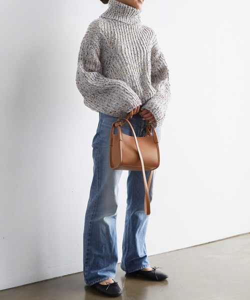 EFOLE(エフォル)の「カラーネップ タートル プルオーバー ニット(ニット/セーター・レディース・オフホワイト/ピンク・FREE)」の12枚目の写真