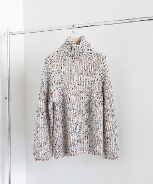 EFOLE(エフォル)の「カラーネップ タートル プルオーバー ニット(ニット/セーター・レディース・オフホワイト/ピンク・FREE)」の15枚目の写真