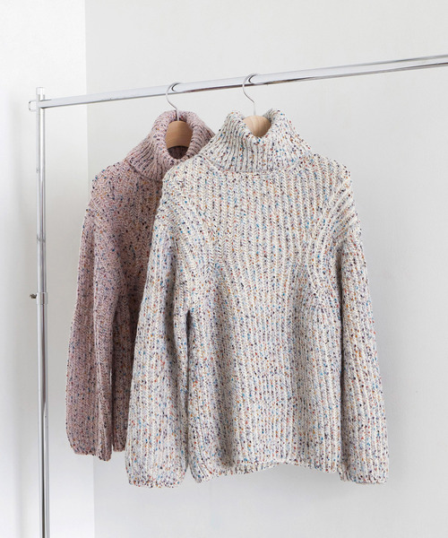 EFOLE(エフォル)の「カラーネップ タートル プルオーバー ニット(ニット/セーター・レディース・オフホワイト/ピンク・FREE)」の19枚目の写真