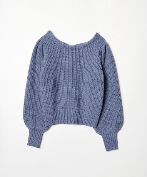 REDYAZEL（レディアゼル）の「あぜ編みバッククロスプルオーバー（ニット/セーター・レディース・ブラック/オフホワイト/ブルー・FREE）」の4枚目の写真