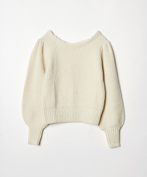 REDYAZEL（レディアゼル）の「あぜ編みバッククロスプルオーバー（ニット/セーター・レディース・ブラック/オフホワイト/ブルー・FREE）」の22枚目の写真