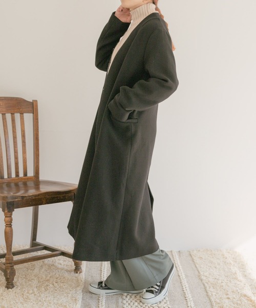 ITEMS URBANRESEARCH（アイテムズ アーバンリサーチ）の「ウールミックスノーカラーコート（ノーカラーコート・レディース・ブラック/ベージュ/ブルー・SMALL/MEDIUM/X-SMALL）」の11枚目の写真