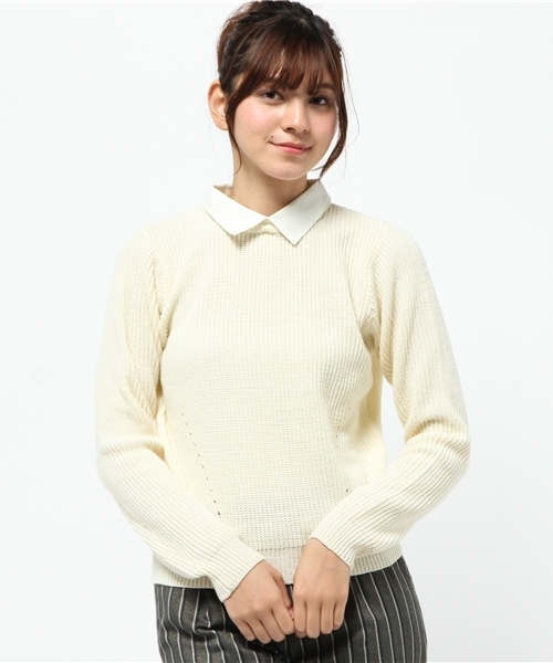 Chico（チコ）の「レース衿片畦ニット（ニット/セーター・レディース・ホワイト/ダークグリーン/グレー/ブラック・FREE）」の18枚目の写真