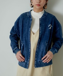 KANGOL EXTRA COMFORT | 【KANGOL EXTRA COMFORT(カンゴール エクストラコンフォート)】ロゴ刺繍 ノーカラー デニムブルゾンジャケット(ブルゾン)
