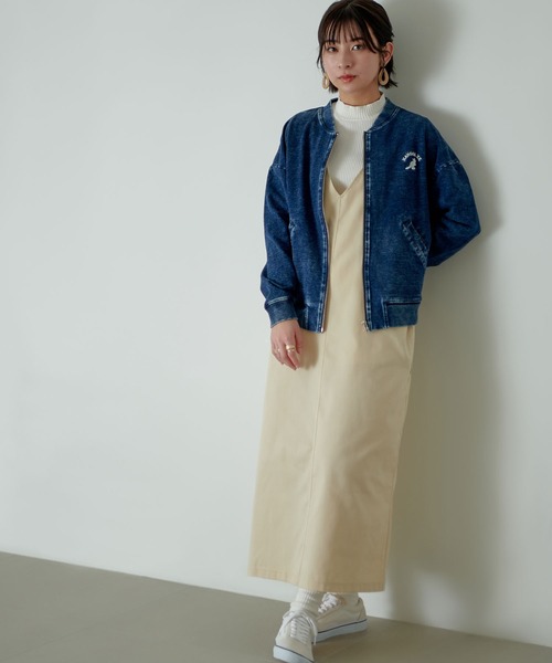 KANGOL EXTRA COMFORT(カンゴールエクストラコンフォート)の「【KANGOL EXTRA COMFORT(カンゴール エクストラコンフォート)】ロゴ刺繍 ノーカラー デニムブルゾンジャケット(ブルゾン・レディース・ブラック/サックスブルー/インディゴブルー・LL/M/L)」の12枚目の写真