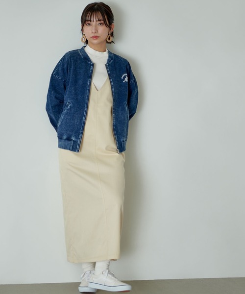 KANGOL EXTRA COMFORT(カンゴールエクストラコンフォート)の「【KANGOL EXTRA COMFORT(カンゴール エクストラコンフォート)】ロゴ刺繍 ノーカラー デニムブルゾンジャケット(ブルゾン・レディース・ブラック/サックスブルー/インディゴブルー・LL/M/L)」の13枚目の写真
