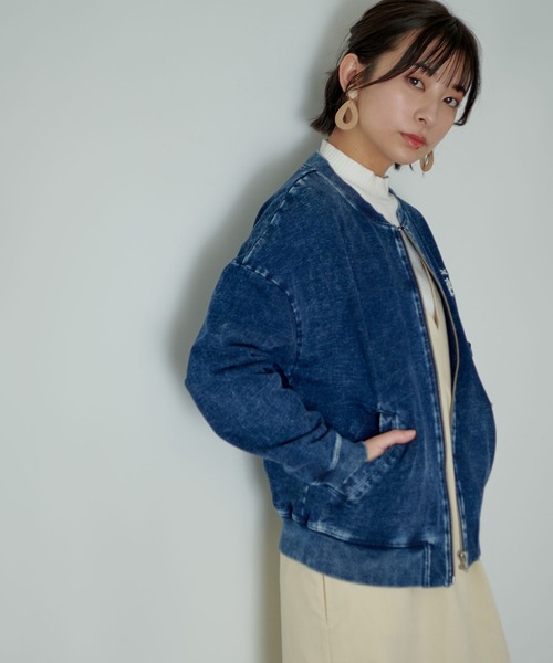 KANGOL EXTRA COMFORT(カンゴールエクストラコンフォート)の「【KANGOL EXTRA COMFORT(カンゴール エクストラコンフォート)】ロゴ刺繍 ノーカラー デニムブルゾンジャケット(ブルゾン・レディース・ブラック/サックスブルー/インディゴブルー・LL/M/L)」の14枚目の写真