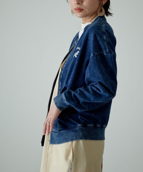 KANGOL EXTRA COMFORT(カンゴールエクストラコンフォート)の「【KANGOL EXTRA COMFORT(カンゴール エクストラコンフォート)】ロゴ刺繍 ノーカラー デニムブルゾンジャケット(ブルゾン・レディース・ブラック/サックスブルー/インディゴブルー・LL/M/L)」の15枚目の写真