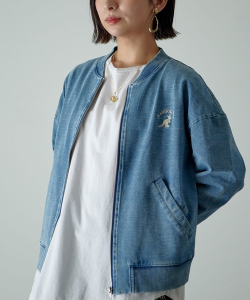 KANGOL EXTRA COMFORT(カンゴールエクストラコンフォート)の「【KANGOL EXTRA COMFORT(カンゴール エクストラコンフォート)】ロゴ刺繍 ノーカラー デニムブルゾンジャケット(ブルゾン・レディース・ブラック/サックスブルー/インディゴブルー・LL/M/L)」の20枚目の写真