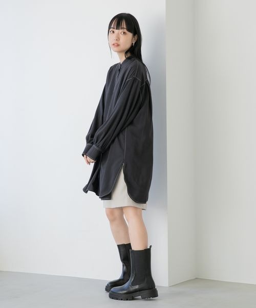 LOWRYS FARM（ローリーズファーム）の「バンドカラーチュニックＬＳ　261740（シャツ/ブラウス・レディース・チャコールグレー/グリーン/ホワイト系その他/オフホワイト/パープル・FREE）」の10枚目の写真