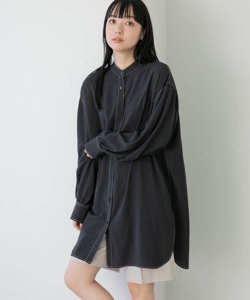 LOWRYS FARM（ローリーズファーム）の「バンドカラーチュニックＬＳ　261740（シャツ/ブラウス・レディース・チャコールグレー/グリーン/ホワイト系その他/オフホワイト/パープル・FREE）」の20枚目の写真