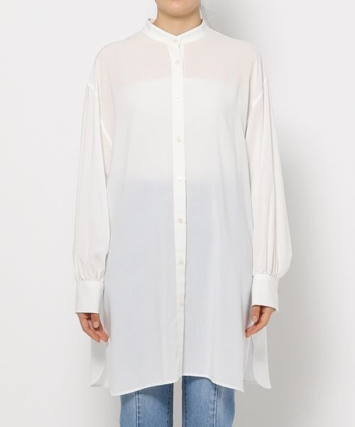 LOWRYS FARM（ローリーズファーム）の「バンドカラーチュニックＬＳ　261740（シャツ/ブラウス・レディース・チャコールグレー/グリーン/ホワイト系その他/オフホワイト/パープル・FREE）」の14枚目の写真