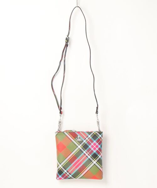 Vivienne Westwood(ヴィヴィアンウエストウッド)の「51160005-32068-PFSQUIRE NEW SQUARE CROSSBODY(ボディバッグ/ウエストポーチ・レディース・ブラック/レッド/チェック・FREE)」の1枚目の写真