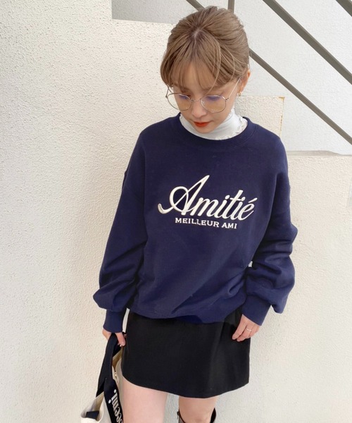 one after another NICE CLAUP(ワンアフターアナザーナイスクラップ)の「ビックシルエットロゴ刺繍スウェット(スウェット・レディース・オフホワイト/オートミール/ネイビー/ライトブルー・FREE)」の10枚目の写真