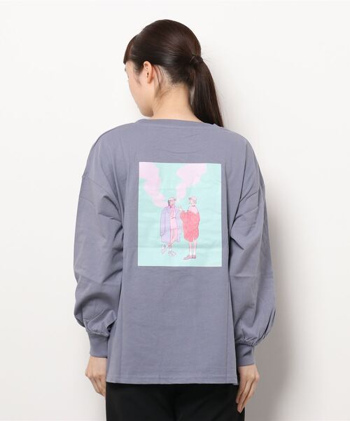 VIBGYOR（ヴィブジョー）の「201839　スモーキングロングTシャツ(YA)（Tシャツ/カットソー・レディース・ホワイト/チャコールグレー/ブルーグレー/グレイッシュベージュ・FREE）」の7枚目の写真