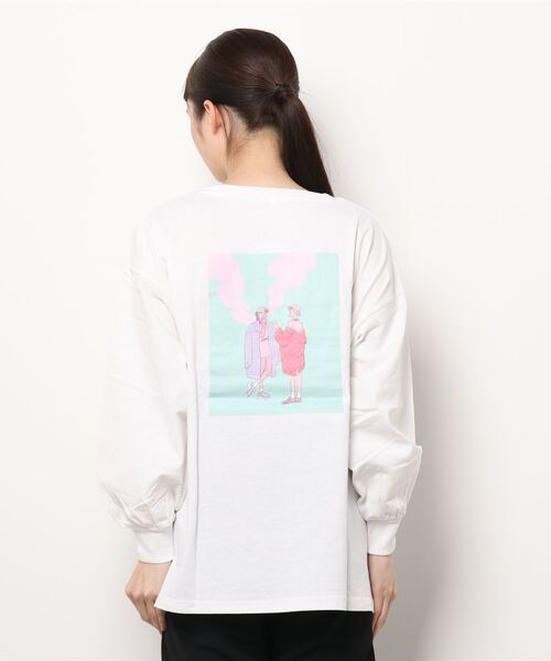 VIBGYOR（ヴィブジョー）の「201839　スモーキングロングTシャツ(YA)（Tシャツ/カットソー・レディース・ホワイト/チャコールグレー/ブルーグレー/グレイッシュベージュ・FREE）」の8枚目の写真